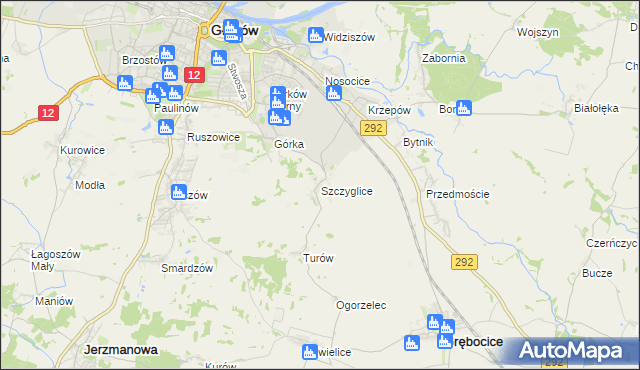 mapa Szczyglice gmina Głogów, Szczyglice gmina Głogów na mapie Targeo