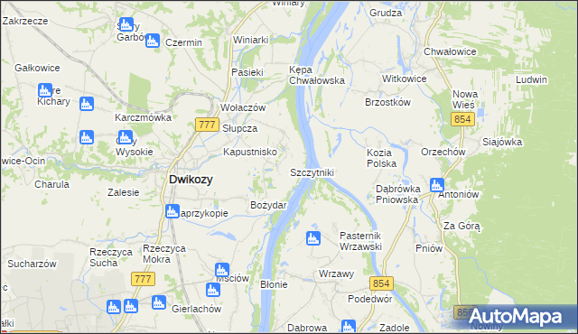 mapa Szczytniki gmina Dwikozy, Szczytniki gmina Dwikozy na mapie Targeo