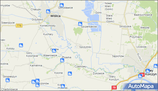 mapa Szczytniki gmina Wiślica, Szczytniki gmina Wiślica na mapie Targeo