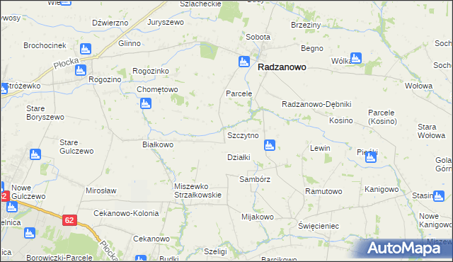 mapa Szczytno gmina Radzanowo, Szczytno gmina Radzanowo na mapie Targeo