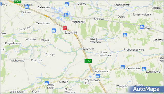 mapa Szczytno gmina Załuski, Szczytno gmina Załuski na mapie Targeo