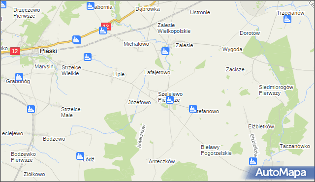 mapa Szelejewo Pierwsze, Szelejewo Pierwsze na mapie Targeo