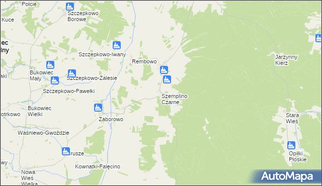 mapa Szemplino Czarne, Szemplino Czarne na mapie Targeo