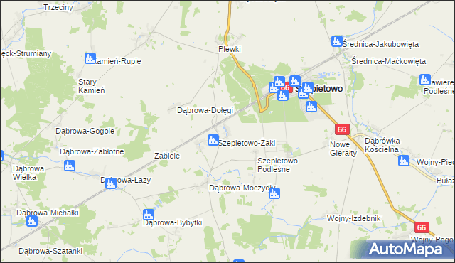 mapa Szepietowo-Janówka, Szepietowo-Janówka na mapie Targeo