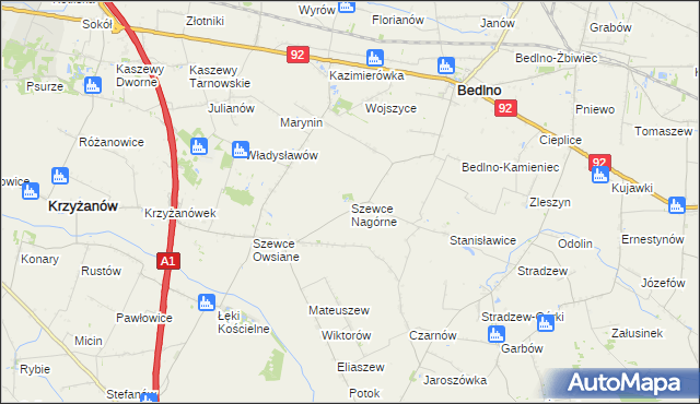 mapa Szewce Nagórne, Szewce Nagórne na mapie Targeo