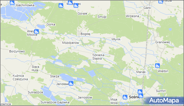 mapa Szklarka Śląska, Szklarka Śląska na mapie Targeo