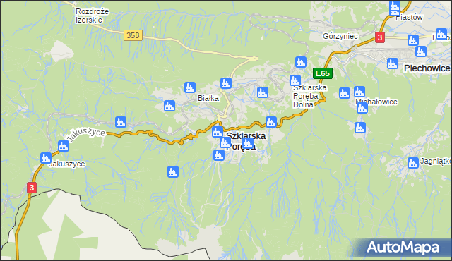 mapa Szklarska Poręba, Szklarska Poręba na mapie Targeo