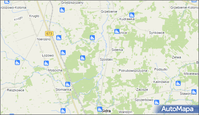 mapa Szostaki gmina Sidra, Szostaki gmina Sidra na mapie Targeo