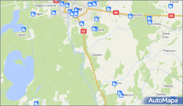 mapa Szparki, Szparki na mapie Targeo