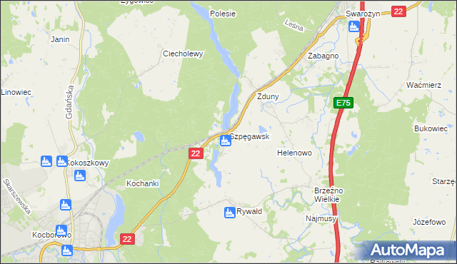 mapa Szpęgawsk, Szpęgawsk na mapie Targeo