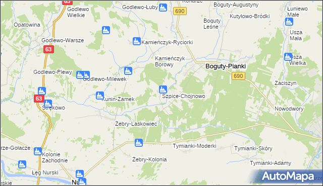 mapa Szpice-Chojnowo, Szpice-Chojnowo na mapie Targeo