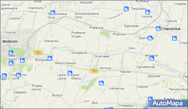 mapa Szreniawa gmina Gołcza, Szreniawa gmina Gołcza na mapie Targeo