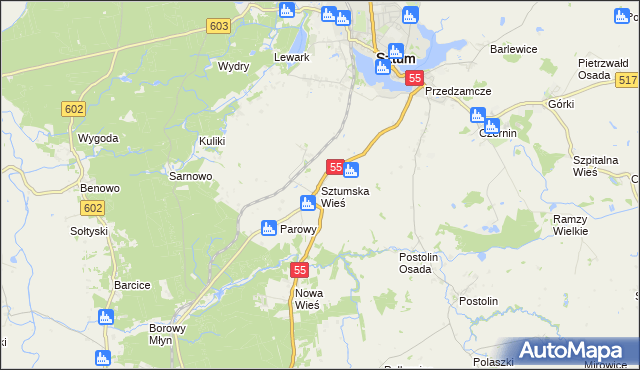 mapa Sztumska Wieś, Sztumska Wieś na mapie Targeo