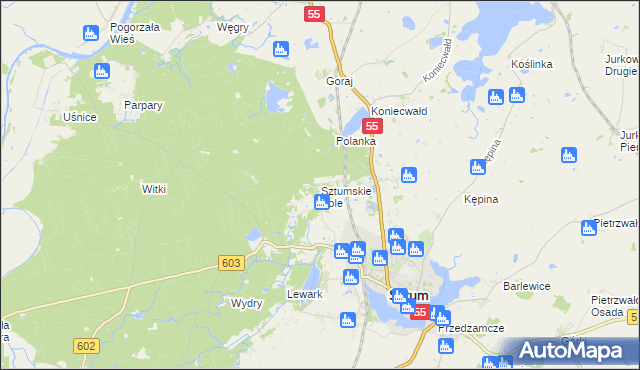 mapa Sztumskie Pole, Sztumskie Pole na mapie Targeo