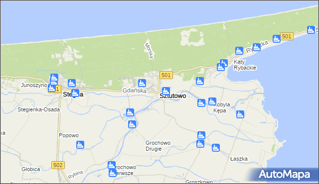 mapa Sztutowo, Sztutowo na mapie Targeo