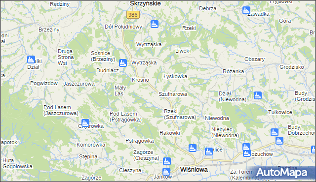 mapa Szufnarowa, Szufnarowa na mapie Targeo