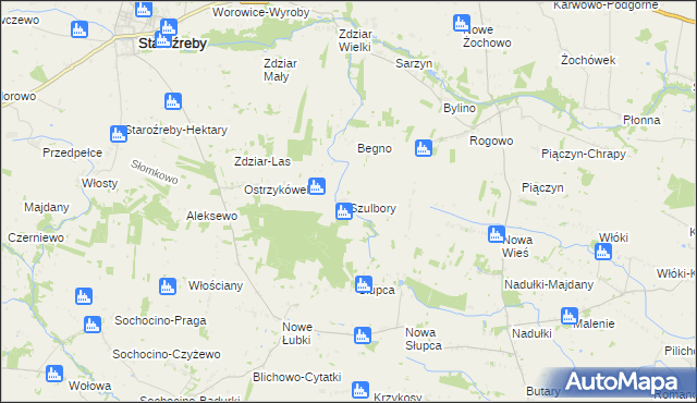 mapa Szulbory, Szulbory na mapie Targeo