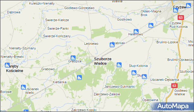mapa Szulborze-Koty, Szulborze-Koty na mapie Targeo