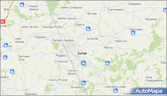 mapa Szwejki gmina Sońsk, Szwejki gmina Sońsk na mapie Targeo
