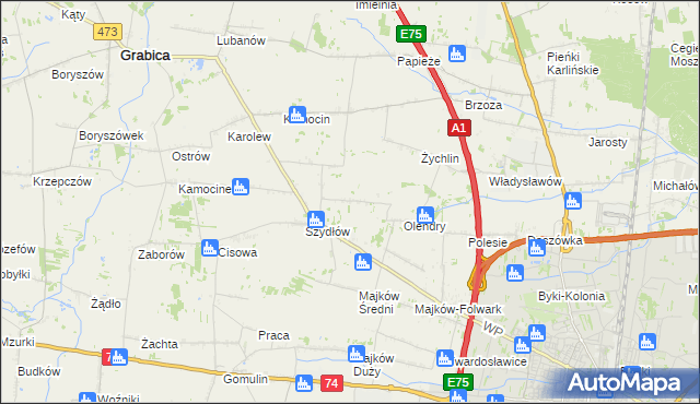 mapa Szydłów-Kolonia, Szydłów-Kolonia na mapie Targeo