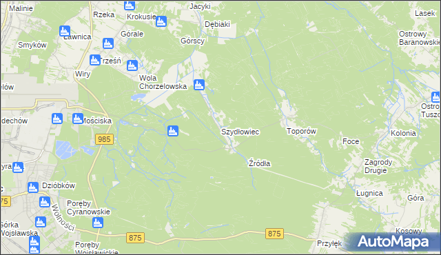 mapa Szydłowiec gmina Mielec, Szydłowiec gmina Mielec na mapie Targeo