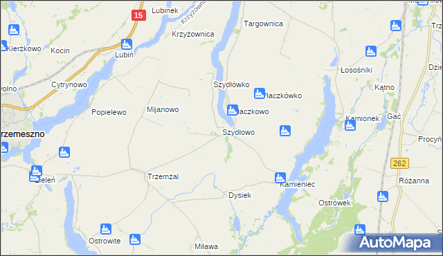 mapa Szydłowo gmina Trzemeszno, Szydłowo gmina Trzemeszno na mapie Targeo