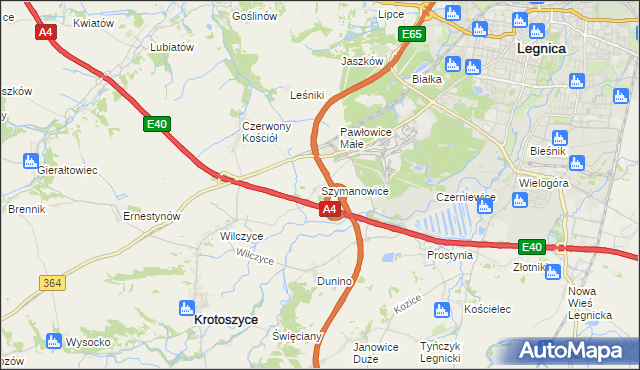 mapa Szymanowice gmina Krotoszyce, Szymanowice gmina Krotoszyce na mapie Targeo