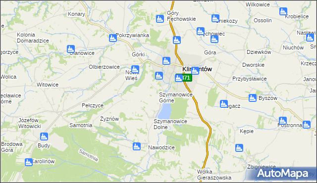 mapa Szymanowice Górne, Szymanowice Górne na mapie Targeo