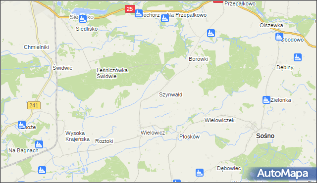 mapa Szynwałd gmina Sośno, Szynwałd gmina Sośno na mapie Targeo