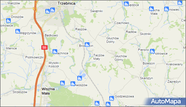 mapa Taczów Mały, Taczów Mały na mapie Targeo