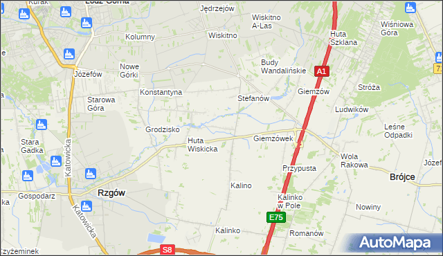 mapa Tadzin gmina Rzgów, Tadzin gmina Rzgów na mapie Targeo