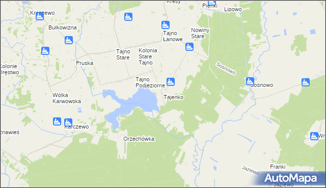 mapa Tajenko, Tajenko na mapie Targeo