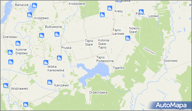 mapa Tajno Podjeziorne, Tajno Podjeziorne na mapie Targeo