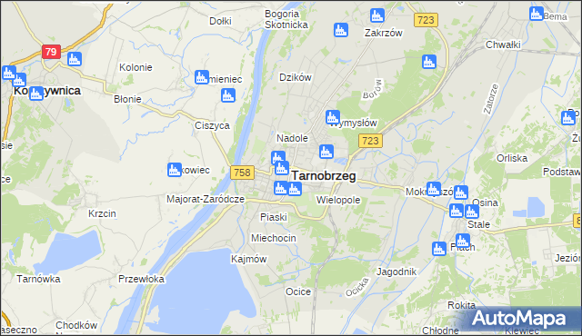 mapa Tarnobrzegu, Tarnobrzeg na mapie Targeo