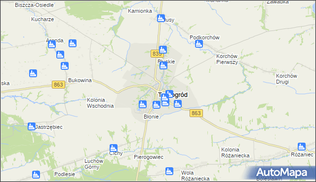 mapa Tarnogród, Tarnogród na mapie Targeo