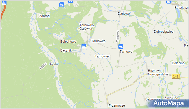 mapa Tarnowiec gmina Goleniów, Tarnowiec gmina Goleniów na mapie Targeo