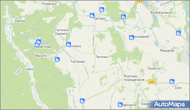 mapa Tarnowo gmina Maszewo, Tarnowo gmina Maszewo na mapie Targeo