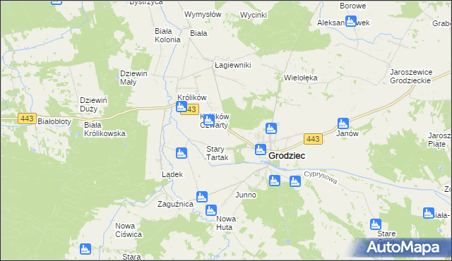 mapa Tartak gmina Grodziec, Tartak gmina Grodziec na mapie Targeo