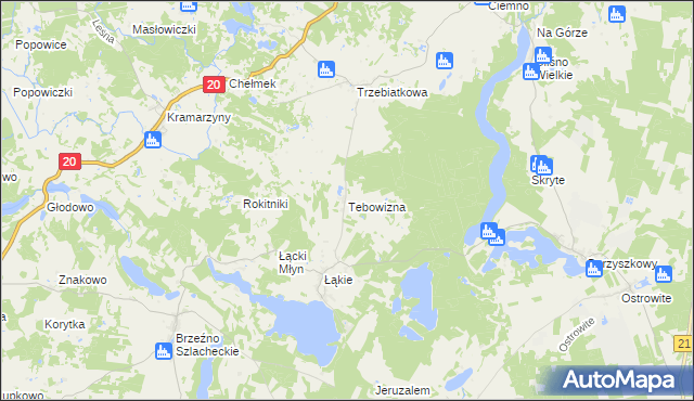 mapa Tebowizna, Tebowizna na mapie Targeo
