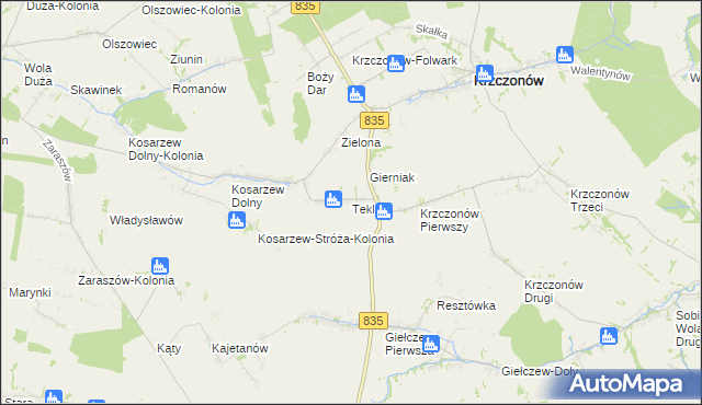 mapa Teklin gmina Krzczonów, Teklin gmina Krzczonów na mapie Targeo