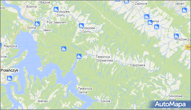 mapa Teleśnica Oszwarowa, Teleśnica Oszwarowa na mapie Targeo