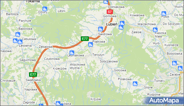 mapa Tenczyn, Tenczyn na mapie Targeo
