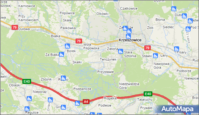 mapa Tenczynek, Tenczynek na mapie Targeo