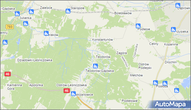 mapa Teodorów gmina Janów, Teodorów gmina Janów na mapie Targeo