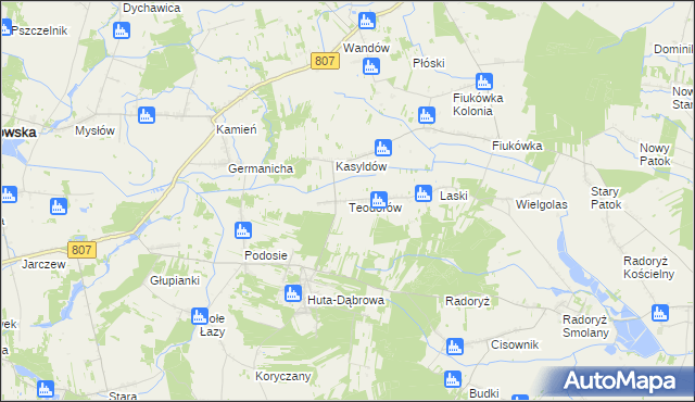 mapa Teodorów gmina Krzywda, Teodorów gmina Krzywda na mapie Targeo