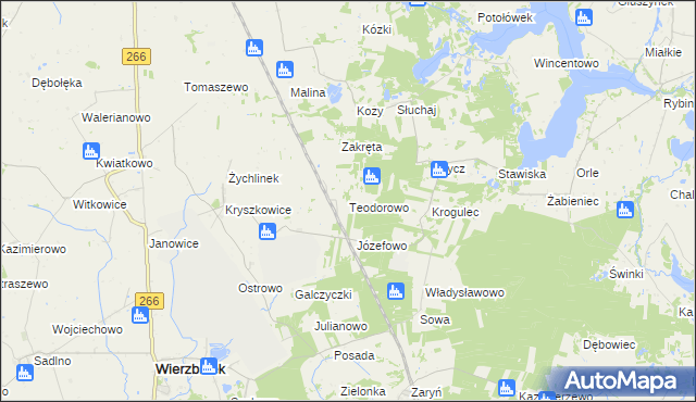 mapa Teodorowo gmina Piotrków Kujawski, Teodorowo gmina Piotrków Kujawski na mapie Targeo