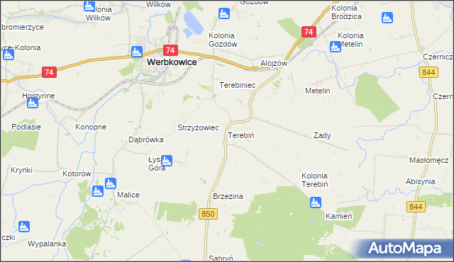 mapa Terebiń, Terebiń na mapie Targeo