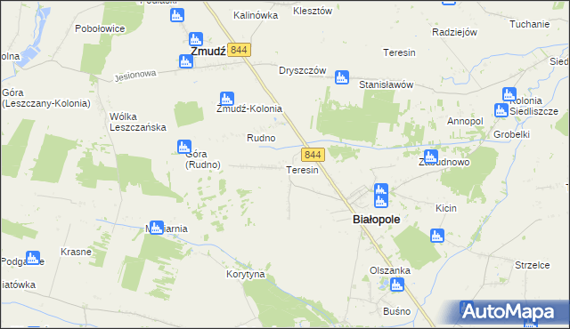 mapa Teresin gmina Białopole, Teresin gmina Białopole na mapie Targeo