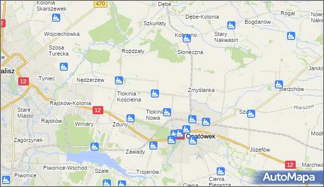 mapa Tłokinia Wielka, Tłokinia Wielka na mapie Targeo