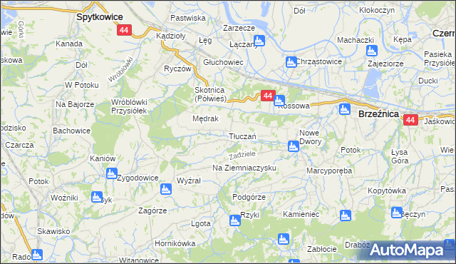 mapa Tłuczań, Tłuczań na mapie Targeo